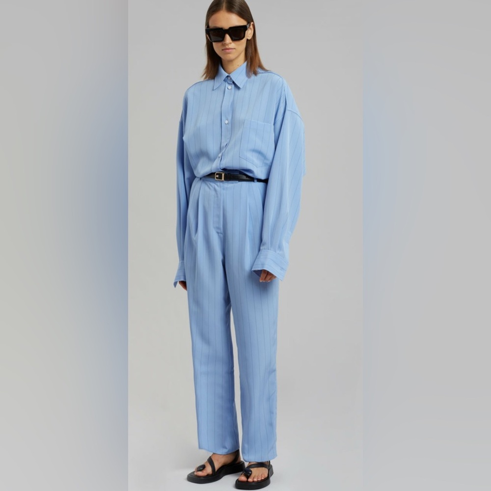 The Frankie Shop  Bea Fluid Stripe Suit Pants – Powder Blue size XSmall - Picture 5 of 11
